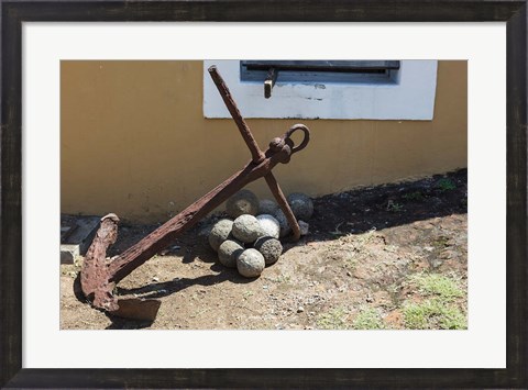 Framed Africa, Mozambique, Maputo. Anchor and cannonballs at the Old Fort. Print