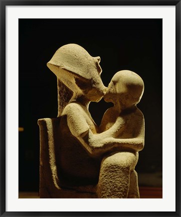 Framed Akhenaten with child, Egyptian Museum, Amarna, Cairo, Egypt Print