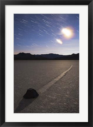 Framed Star trails at the Racetrack Playa in Death Valley National Park, California Print