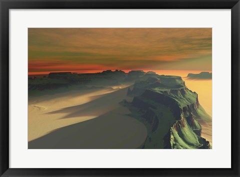 Framed sun sets on this desert landscape Print