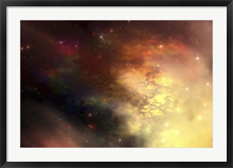 Framed beautiful nebula out in the cosmos with many stars and clouds Print