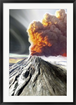 Framed volcano comes to life with billowing smoke Print