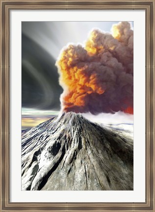 Framed volcano comes to life with billowing smoke Print