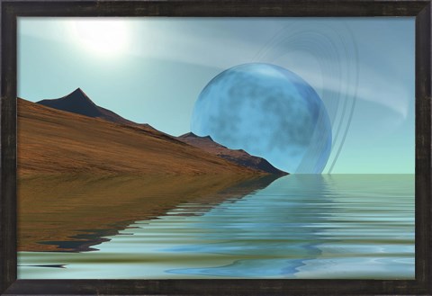 Framed Ripple Reflections on a Water World Print