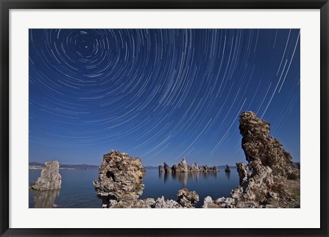 Framed Moonlight illuminates the tufa formations at Mono Lake, California Print