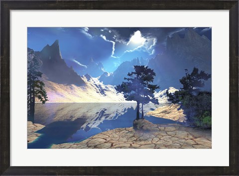 Framed Sunrays shine down on this beautiful valley Print
