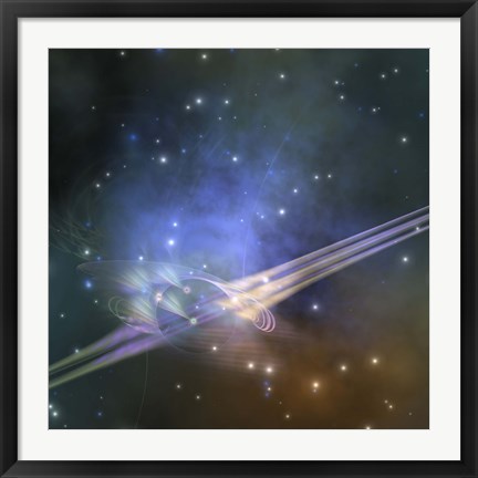 Framed space phenomenon sends out rays through the cosmos Print