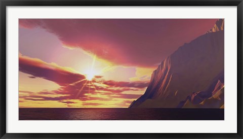 Framed sun blazes with its dying embers before sunset Print