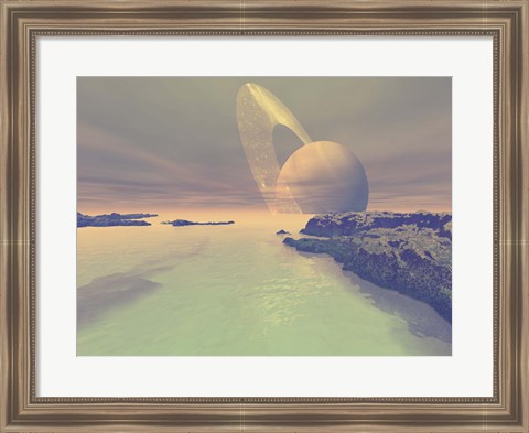 Framed landscape of Titan, one of Saturn&#39;s moons Print