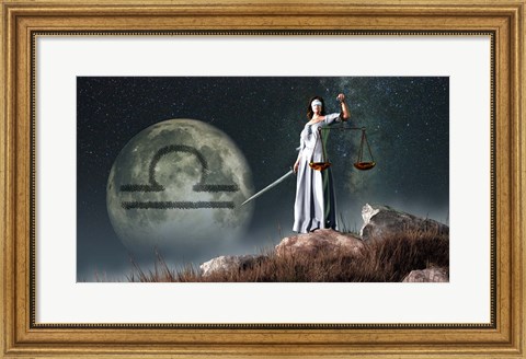 Framed Libra is the seventh astrological sign of the Zodiac Print