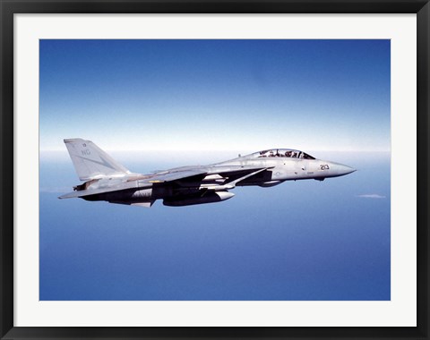 Framed F-14A Tomcat in flight above the Pacific Ocean Print