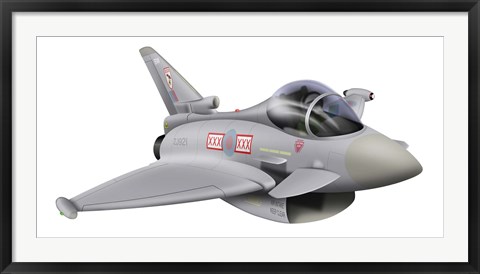 Framed Cartoon illustration of a Royal Air Force Eurofighter Typhoon Print