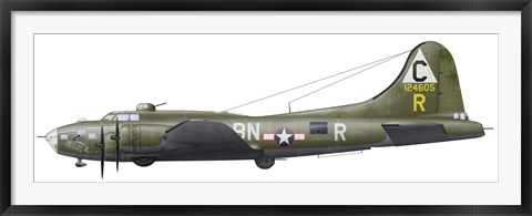 Framed Illustration of a Boeing B-17F Knockout Dropper aircraft Print