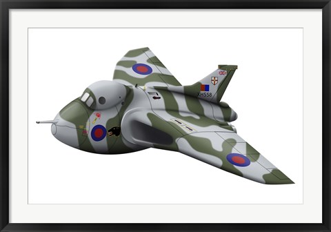 Framed Cartoon illustration of a Royal Air Force Vulcan bomber Print