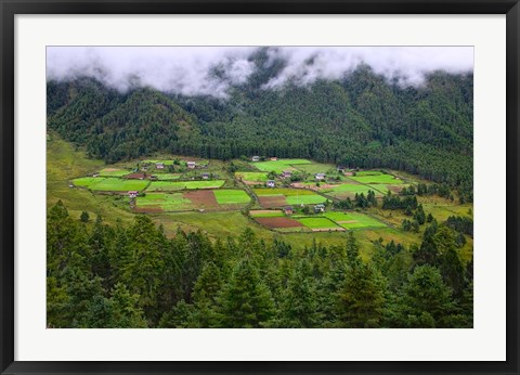 Framed Houses and Farmlands, Gangtey Village, Bhutan Print