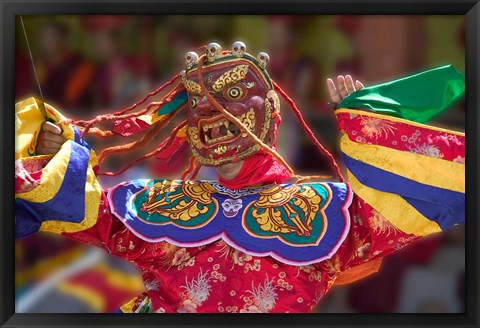 Framed Mask Dance Celebrating Tshechu Festival at Wangdue Phodrang Dzong, Wangdi, Bhutan Print