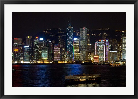 Framed Hong Kong, Victoria Harbor, city skyline Print