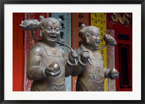 Framed Pair of statues, Goddess of Mercy temple, Repulse Bay, Hong Kong Print