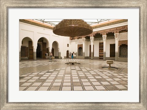 Framed Interior Courtyard, Musee de Marrakech, Marrakech, Morocco Print