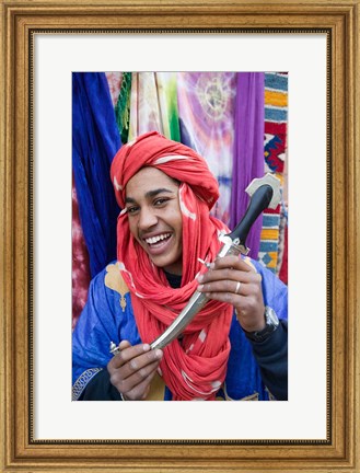 Framed Moroccan Souvenir Seller, Ait Benhaddou, South of the High Atlas, Morocco Print
