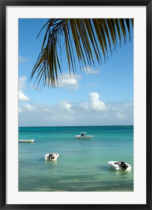 Framed Mauritius, Grand Baie, Boats anchored in Grand Baie Print