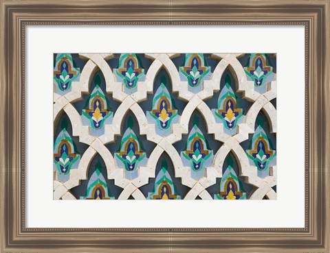 Framed MOROCCO, Hassan II Mosque, Islamic Tile Detail Print