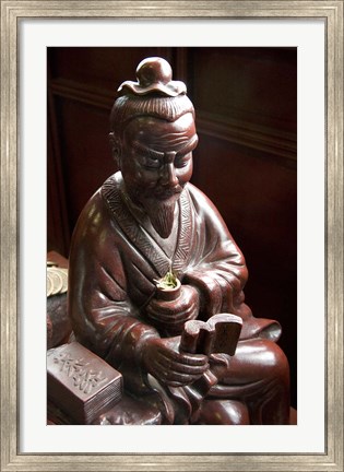 Framed Lu Yu statue, Shanghai&#39;s Lu Gardens Bazaar teahouse Print