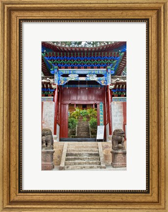 Framed Lion Sculptures, The Confucious Temple Entry Gate, Mojiang, Yunnan, China Print