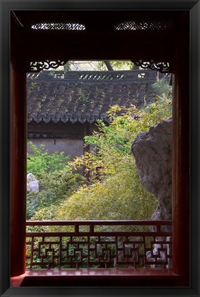 Framed Landscape in Traditional Chinese Garden, Shanghai, China Print