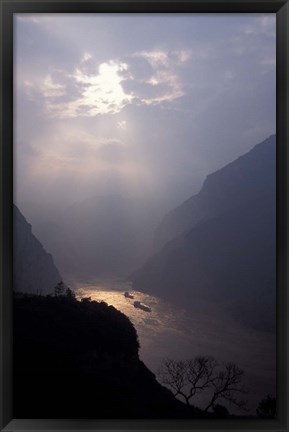 Framed Landscape of Xiling Gorge in Mist, Three Gorges, Yangtze River, China Print