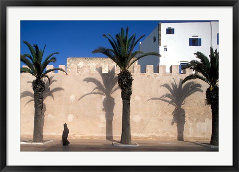 Framed Man and Palm Shadows on Walled Medina, Essaouira, Morocco Print