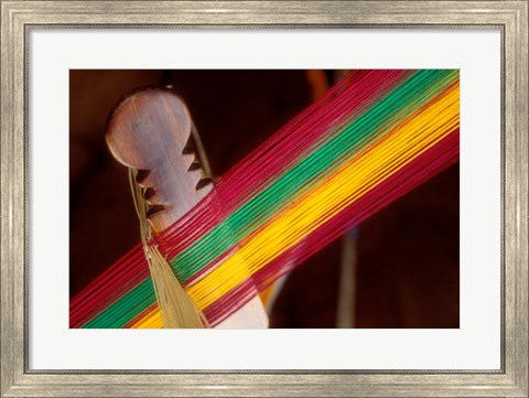 Framed Kente Cloth Being Woven on Loom, Bonwire, Ghana Print