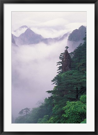 Framed Landscape of Mt Huangshan in Mist, China Print