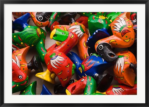 Framed Mauritius, Port Louis, market, wooden Dodo bird toy Print