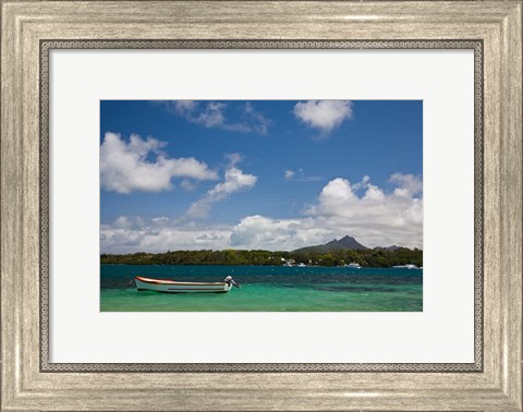 Framed Mauritius, Trou d&#39; Eau Douce, town harbor boat Print