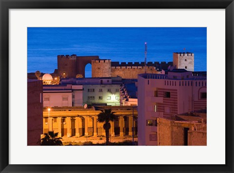 Framed MOROCCO, SAFI: Qasr, al, Bahr Portuguese Fort at night Print