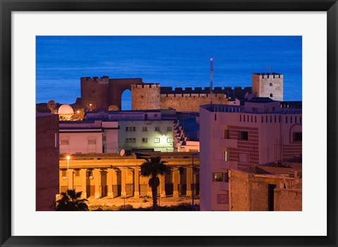 Framed MOROCCO, SAFI: Qasr, al, Bahr Portuguese Fort at night Print