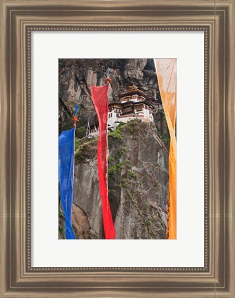 Framed Prayer Flags, Tiger&#39;s Nest, Bhutan Print