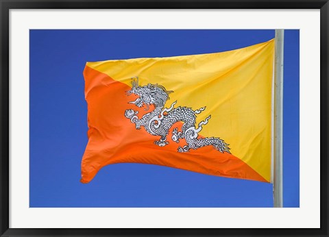 Framed National Flag, Bhutan Print