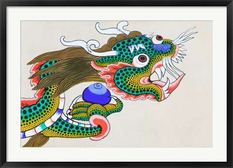 Framed Painting of Dragon, Thimphu, Bhutan Print