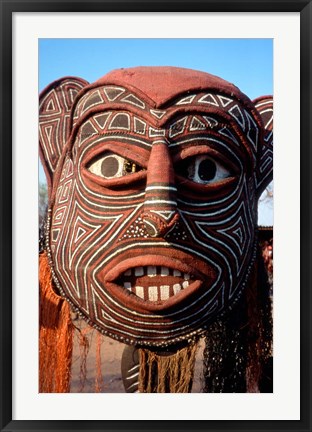 Framed Painted Geometric Mask, Zimbabwe Print