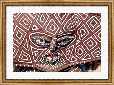 Framed Painted Geometric Mask, Zimbabwe Print