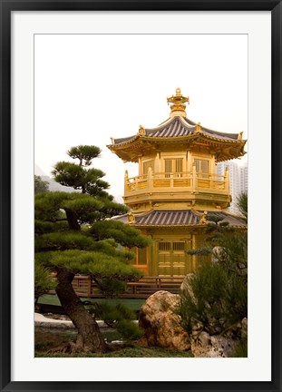 Framed Nan Lian Garden, Perfection Pavillion, Hong Kong, China Print