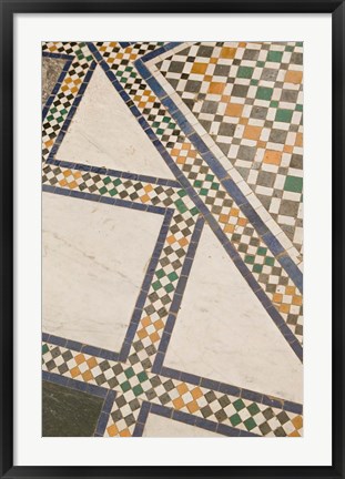 Framed Mosaic Floor, Musee de Marrakech, Marrakech, Morocco Print