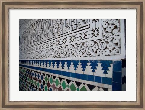 Framed Close up of design on Islamic law courts, Morocco Print