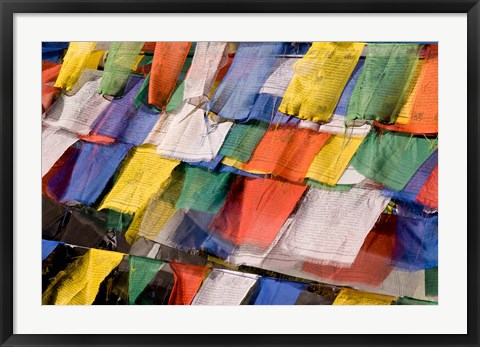 Framed Prayer Flags at Dochu La, Bhutan Print