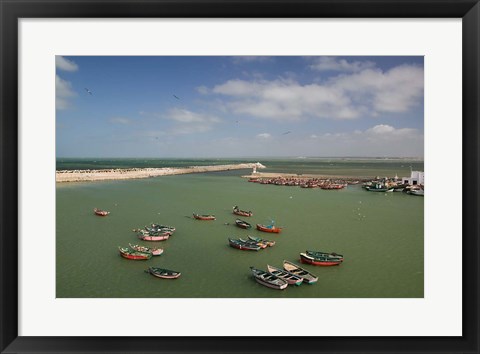 Framed MOROCCO, JADIDA: Portuguese Fortress, Fishing Boats Print