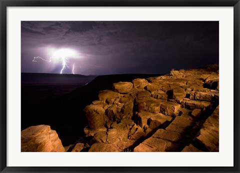 Framed Namibia, Fish River Canyon NP, Storm, Lightning strikes Print