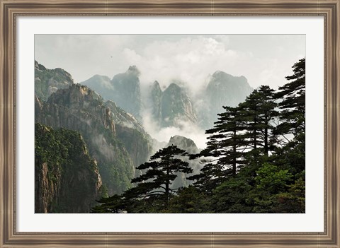 Framed Peaks and Valleys of Grand Canyon in the mist, Mt. Huang Shan, China Print
