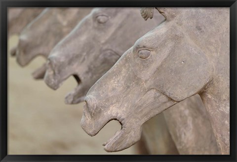 Framed Qin Terra Cotta Warriors and Horses, Xian, Shaanxi, China Print